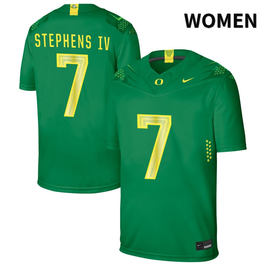 Oregon Ducks Women's #7 Steve Stephens IV Football College Authentic Green NIL 2022 Nike Jersey HLP08O2O